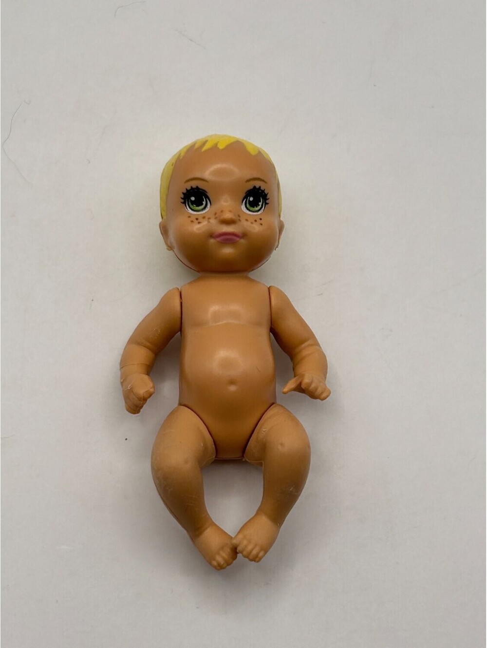 Mattel Baby Doll Tan Green Eyes Blonde Hair Freckles Jointed Vintage Figure